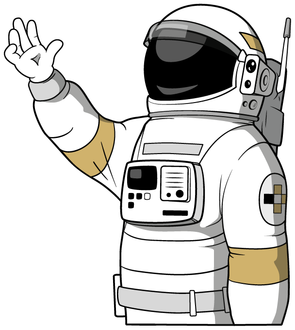 Astronaut mit dem Logo der Hochschule Ansbach